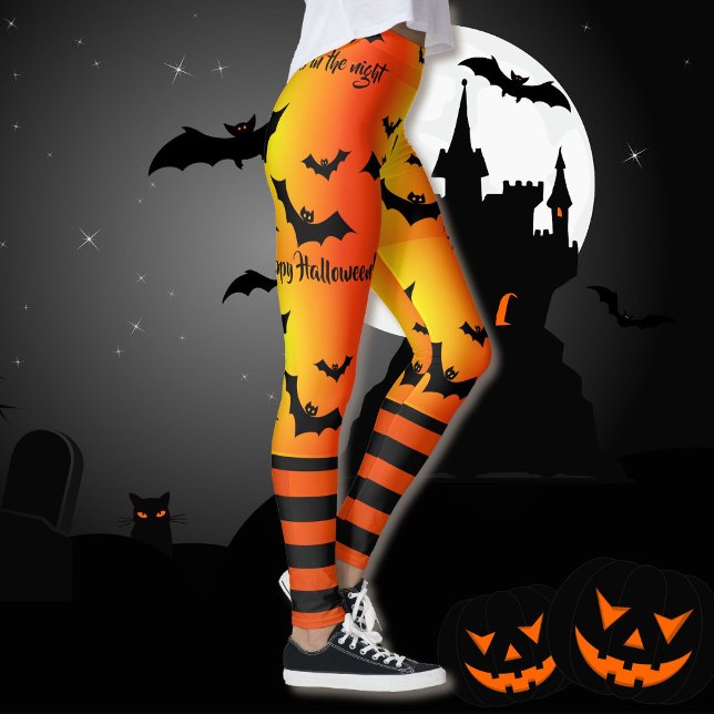Fladdermus Happy halloween Leggings Yoga Byxor (Skapare uppladdad)