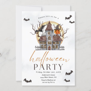 Fladdermus hemsökta inbjudan till Halloween-huset