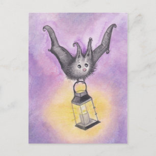 Fladdermus Holding a Lantern Vykort