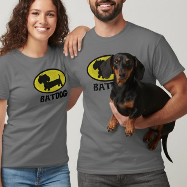 Fladdermus Hund | Wiener Hund Superhjälten T-shirt (Batdog super hero dachshund thsirts)