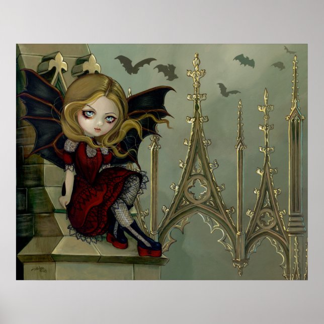 Fladdermus i Belfry gothic Fairy Art Print Poster (Framsidan)