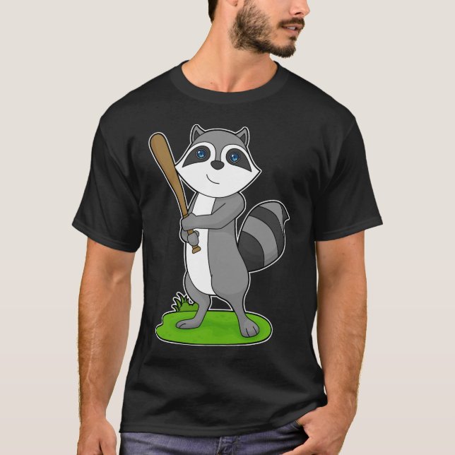 Fladdermus i Racoon Baseball Baseball T Shirt (Framsida)