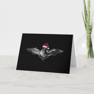 Fladdermus i Santa Hat Helgkort
