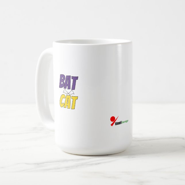 Fladdermus Katt | Rolig Halloween Husdjur Design Kaffemugg (Framsida vänster)