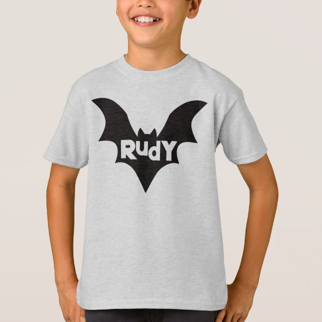 Fladdermus Kids Personalize Halloween T Shirt (Framsida)