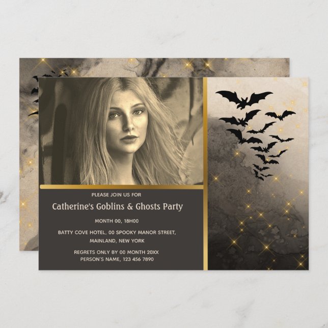 Fladdermus kolonismen himmel ljus Costume party vu Inbjudningar (Fram/baksida)