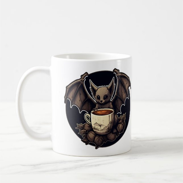 Fladdermus med kopp på kaffe och makalis (Vänster)