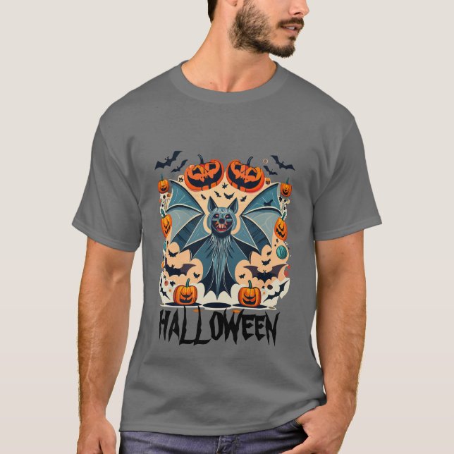 Fladdermus med öppen vingar, lustig halloween t shirt (Framsida)