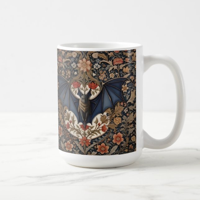 Fladdermus - Modern William Morris-Blommigten Kaffemugg (Höger)
