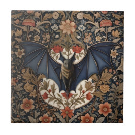 Fladdermus - Modern William Morris-Blommigten Kakelplatta