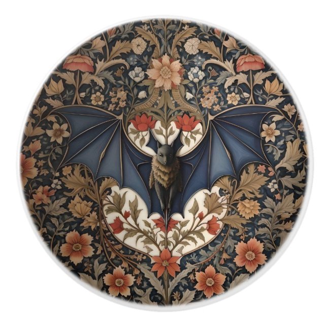 Fladdermus - Modern William Morris-Blommigten Knopp (Framsidan)