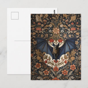 Fladdermus - Modern William Morris-Blommigten Vykort