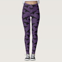 Fladdermus Mönster Lila Halloween Leggings