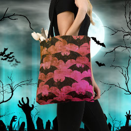 Fladdermus mönster multifärgad, bakgrund Halloween Tygkasse