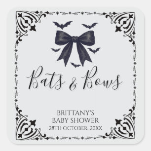Fladdermus och Bows Halloween Baby Shower Fyrkantigt Klistermärke
