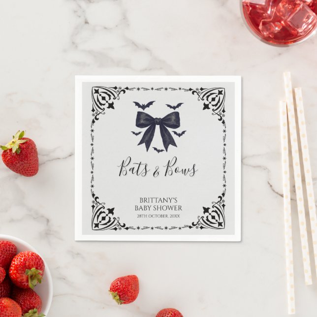 Fladdermus och Bows Halloween Baby Shower Pappersservett (Insitu)