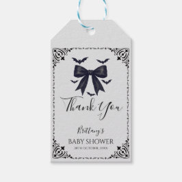 Fladdermus och Bows Halloween Baby Shower Tack Presentetikett