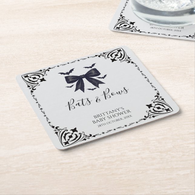 Fladdermus och Bows Halloween Baby Shower Underlägg Papper Kvadrat (Vinklad)