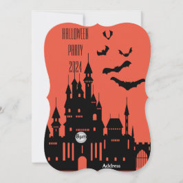 Fladdermus och Castle Halloween Inbjudan Black and