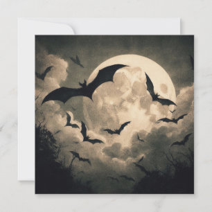Fladdermus och Full Moon Spooky Goth Antique Kort