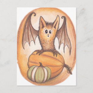Fladdermus och Pumpkins Halloween-vykort Vykort