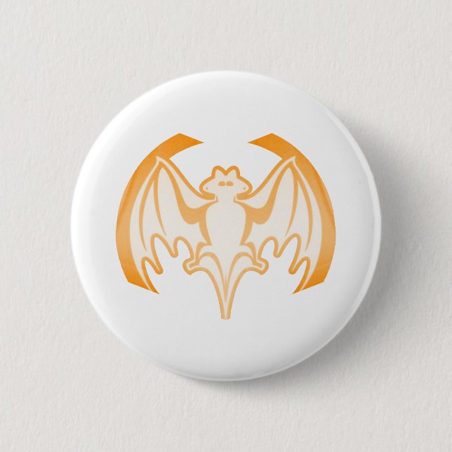 Fladdermus Orange Inv. MUSEUM Zazzle-gåvor Knapp (Framsida)