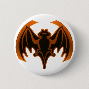 Fladdermus Orange MUSEUM Zazzle-gåvor Knapp