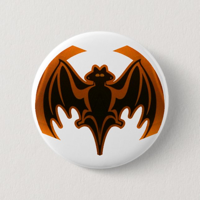 Fladdermus Orange MUSEUM Zazzle-gåvor Knapp (Framsida)