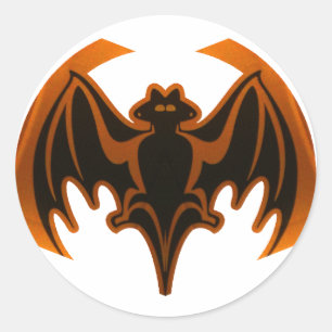 Fladdermus Orange MUSEUM Zazzle-gåvor Runt Klistermärke
