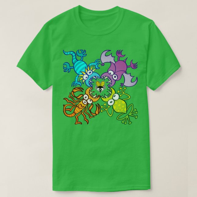 Fladdermus-örnskorpion och groda som attackerar en t shirt (Design framsida)