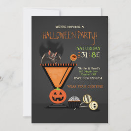 Fladdermus på en cocktail Halloween-fest Inbjudningar