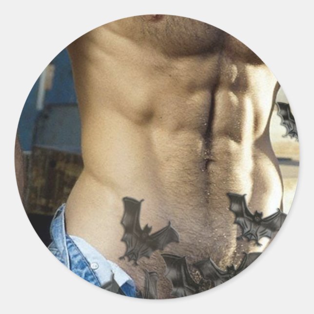 Fladdermus på vinden! runt klistermärke (Framsida)