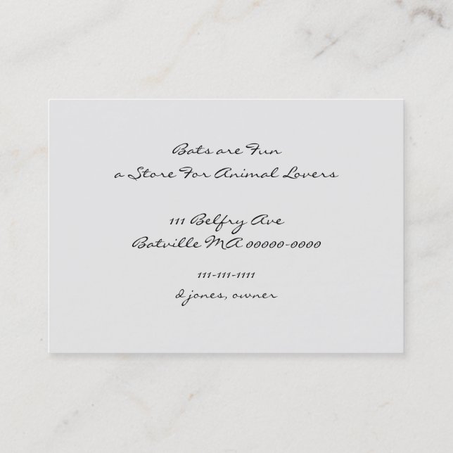 Fladdermus par på datum visitkort (Baksida)