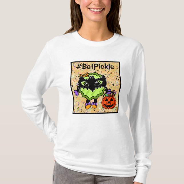 Fladdermus Pickle | Funny Halloween Pickle T Shirt (Framsida)