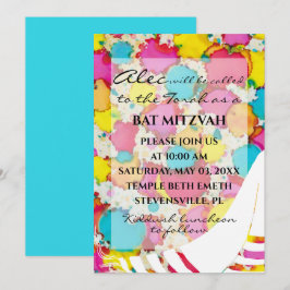 Fladdermus Pub Mitzvah Confetti Tallit-inbjudan Inbjudningar