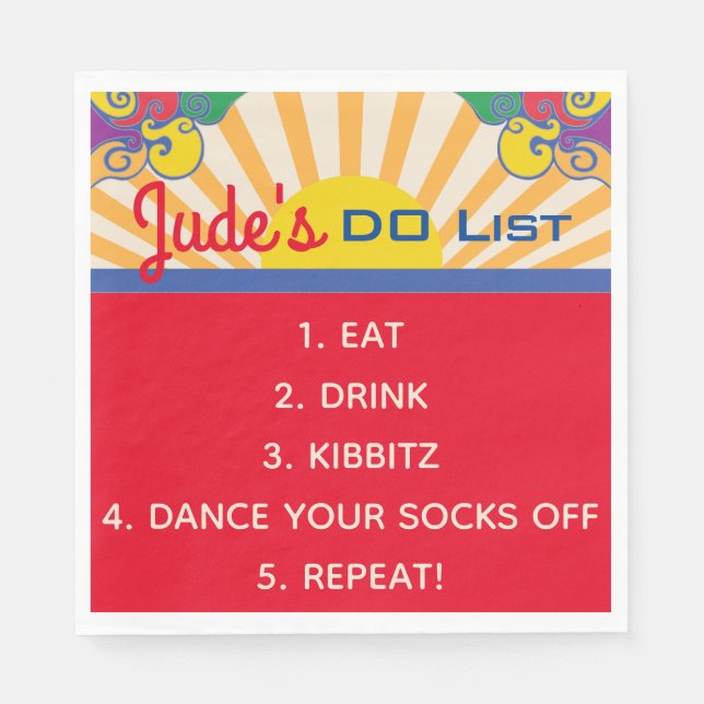 Fladdermus Pub Mitzvah Hippie Thapkins Pappersservett (Framsidan)