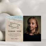 Fladdermus Pub Mitzvah Photo Tackto You Card Tack Kort<br><div class="desc">Med hjälp av ett kort med ett foto av barnet,  den tropiska sommarbakgrunden,  en sandstrand med vintage med stjärnan davvid i stranden och en uppskattningsmall som är lätt att anpassa.</div>