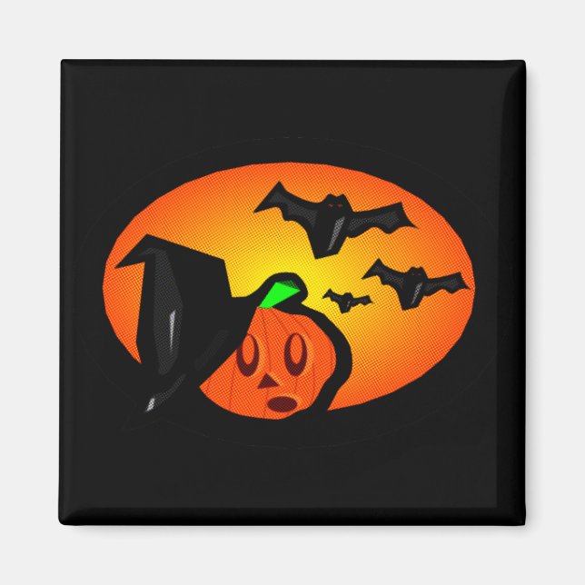 Fladdermus & Pumpkin Jack Orange Raster Logotyp Magnet (Framsidan)