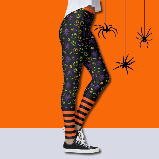 Fladdermus Rand Orange Black Halloween Best Qualit Leggings (Skapare uppladdad)