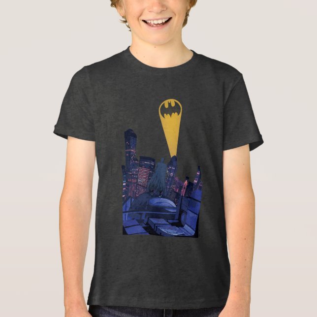 Fladdermus-signal över Gotham T Shirt (Framsida)