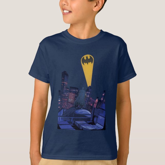 Fladdermus-signal över Gotham T Shirt (Framsida)