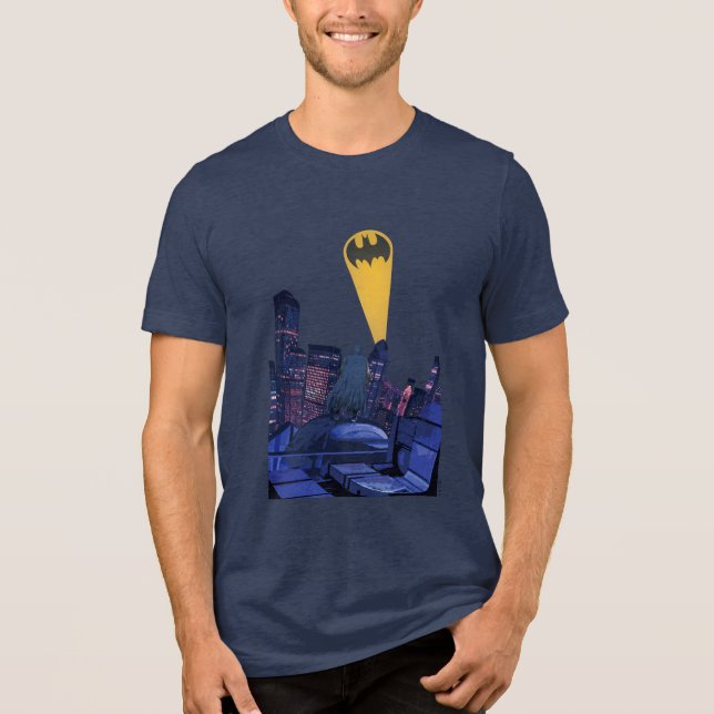 Fladdermus-signal över Gotham T Shirt (Framsida)