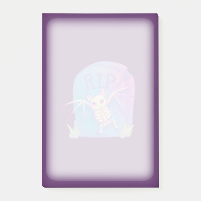 Fladdermus Skeleton RIP Gravestone Halloween Teckn Post-it Block (Framsida)