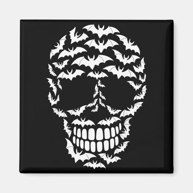 Fladdermus skelett Silhuett Rolig Halloween Kostym Magnet (Framsidan)