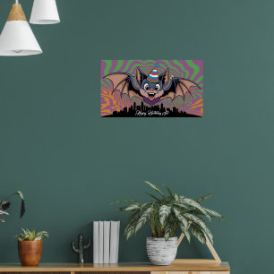 Fladdermus som flyger ovanför den psykedeliska sta poster
