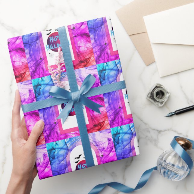 Fladdermus Spooky Scary Rosa Modern Happy hallowee Presentpapper (Gifting)