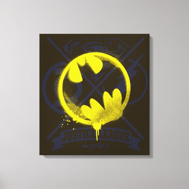 Fladdermus-symbol som märkts över Justice League Canvastryck (Framsida)
