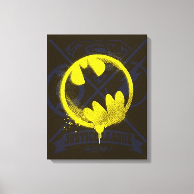 Fladdermus-symbol som märkts över Justice League Canvastryck (Framsida)