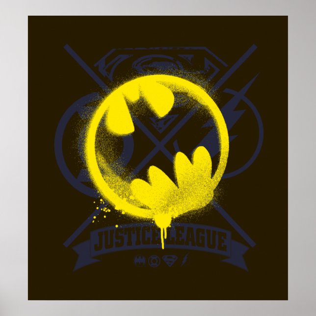 Fladdermus-symbol som märkts över Justice League Poster (Framsidan)