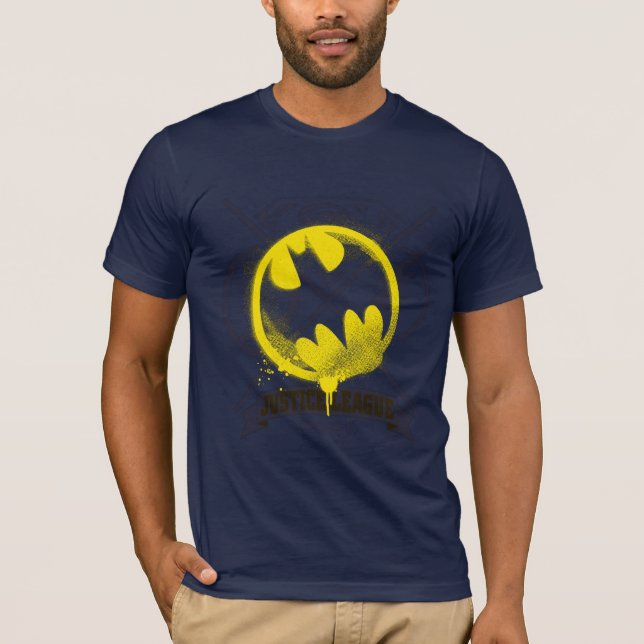 Fladdermus-symbol som märkts över Justice League Tee (Framsida)